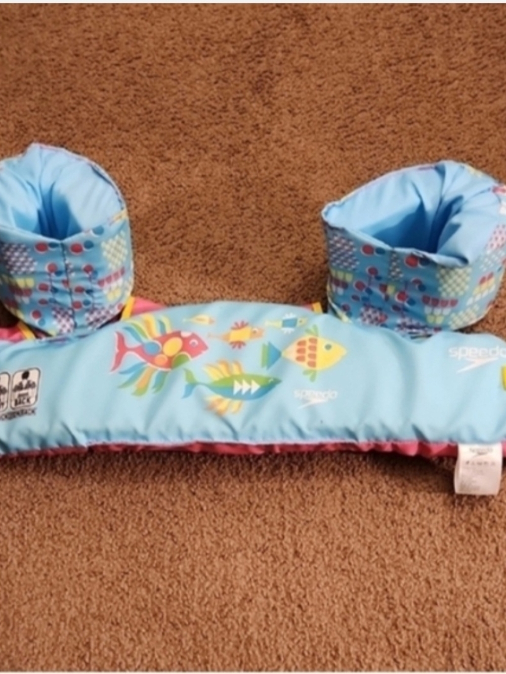 Speedo Pink Children's Swim Float Vest with Yellow Trim